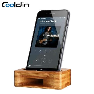 COOLDIN ขาตั้งโทรศัพท์มือถือพร้อมเครื่องขยายเสียง,ที่วางโทรศัพท์ไม้ไผ่ไม้โทรศัพท์ Dock,ไม้ไผ่ธรรมชาติยืนเข้ากันได้ iPhone X 8 8S 7 6S 6 Plus และ Android มาร์ทโฟนภายใน5.5นิ้ว