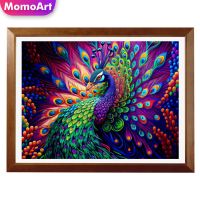 MomoArt Cross Stitch Kit Peacock Printed Canvas Embroidery Supplies Animal New 2023 DMC Art DIY Needlework Wall Decoration Needlework