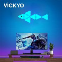 VICKYO LED Smart Quantum Lights Bluetooth APP RGB Ambient Night Light Neon Triangle Wall Lights For Bedroom Game Room Decoration Night Lights