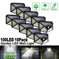 Outdoor LED Solar Wall Lights 100LED Waterproof Motion Sensor Garden Spotlight For Street Porch Yard