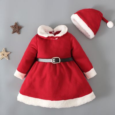 [Cos imitation] เด็กเด็กคริสต์มาสคอสเพลย์ซานตาคลอสเครื่องแต่งกายเด็กวัยหัดเดินทารก X Mas ชุดของขวัญ3ชิ้นชุดหมวกเข็มขัดสำหรับหนุ่มๆสาวๆ