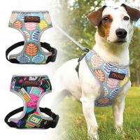 Breathable Nylon No Pull Dog Harness Vest Reflective Adjustable Printed Pet Harness For Small Medium Dogs Cats Collars