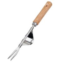 2X Wood Handle Stainless Steel Garden Weeder Hand Weeding Removal Cutter Dandelion Puller Tools Multifunction Weeder