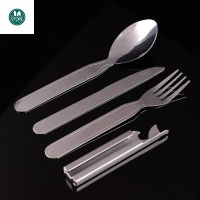 4pcs/set portable stainless steel tableware Folding tableware Spoon set Spoon fork tableware Camping cooking tableware