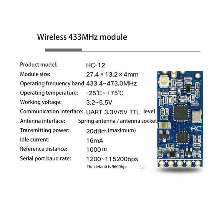 12-433mhz-si4463-wireless-serial-port-module-1000m-replace-bluetooth-hc12-4-pcs