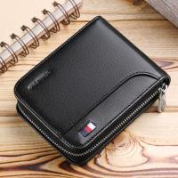 WILLIAMPOLO Wallets Men Short Genuine Leather Slim Mini Card Holder Accordion Slot Snap Fastener Zipper Cash Pocket Portable Card Holders