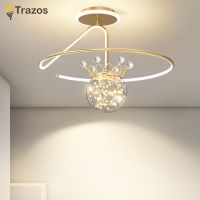 TRAZOS ห้องรับแขกห้องนอนไฟเพดานสำหรับ LED แบบโมเดิร์นใหม่ห้องรับประทานอาหารโคมไฟแขวนห้องครัวที่แขวนหลอดไฟภายในบ้านระย้าเครื่องประดับตกแต่งภายใน