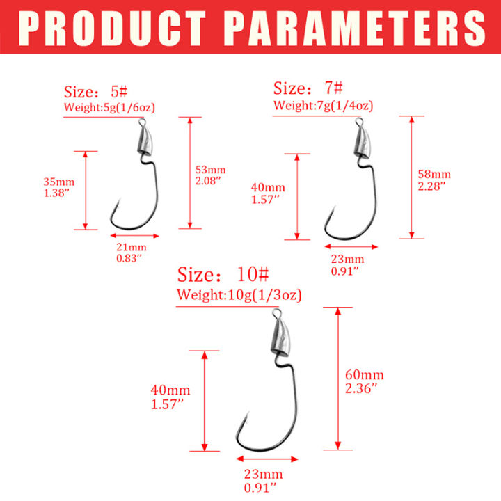 ตะขอถ่วงน้ำหนัก-offset-crank-lead-head-hooks-5-7-10-14g-stainless-steel-jig-head-fishing-hooks-barbed-lead-head-1pcs