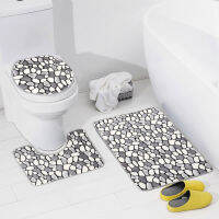 23Pcs Bathroom Mat Set Cobblestone Flannel Anti Slip Shower Room Floor Carpets Toliet Side Rug Toilets Lid Cover Home Décor