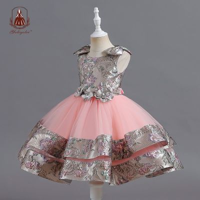 Yoliyolei Cool Designer Ball Dress Children Shoulder Bow Cute Kids Girls Clothes First Birthday Elegant Evening Girl Dress