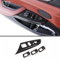 ABS Carbon Fiber Car Window Glass Lifting Switch Buttons Frame Decoration Cover Trim For BMW X3 X4 F25 F26 2011-2017 Essories