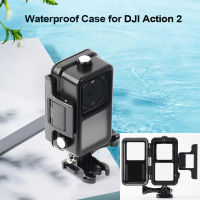 60เมตรกรณีดำน้ำสำหรับ DJI Action 2การกระทำกล้องกันน้ำที่อยู่อาศัยปกกล้องหน้าจอคู่กันฝุ่นป้องกันการล่มสลายอุปกรณ์เสริม