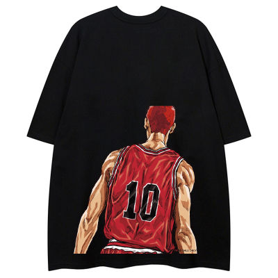 S-7XL Men T Shirt Oversized Cotton Graphic Print Tshirt Baggy Size Trendy Japanese&nbsp;Animation&nbsp;Slam&nbsp;Dunk Short Sleeved Loose Casual T-shirts Sports Tees Mens Clothing