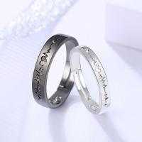 2Pcs/set Romantic Couple Rings for Women Men Punk Heart ECG Black White Forever Love Promise Ring Valentine 39;S Day Gift Jewelry