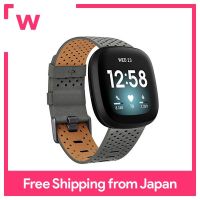 Compatible Fitbit Versa 3 Band/Fitbit Sense Band Genuine Leather Band Leather Replacement Belt Adjustable (Gray, S)