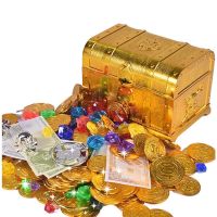 50 Pcs พลาสติก Bitcoin Gold Treasure เหรียญ Pirate Gold Coins Props ของเล่นตกแต่งฮาโลวีนเด็กวันเกิดของขวัญ Treasure Chest