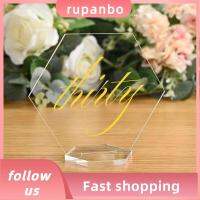 RUPANBO039392692 5ชิ้นใสที่นั่งงานจัดเลี้ยงการ์ดอะคริลิคโต๊ะตกแต่งบัตรตัวเลขเปล่านามบัตรงานแต่งงาน