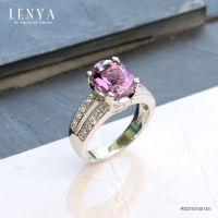 LenYa Jewelry แหวนพลอยอเมทิสต์(Amethyst) ชูเม็ดหลักสวยเด่นเป็นสง่า บนตัวเรือนเงินแท้ชุบทองคำขาว