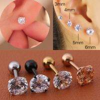 1pc/lot Size 3/4/5/6mm 4 Colors Punk Medical Stainless Titanium Steel Needle Zircon Crystal Stud Earrings For Men Women Party