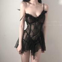 2023 Korean Sexy Black Lace Bodysuit Adult Underwear Erotic Babydoll Sleepwear Slim Dress Lolita Perspective Nightdress Lingerie