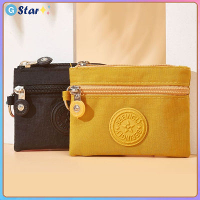 GStar กระเป๋าสตางค์ Dompet Koin หลากสีสำหรับผู้หญิง,กระเป๋าใบเล็กแบบพกพากรอบคีย์การ์ดผ้าใบมีซิปกระเป๋าเงินทอนกระเป๋าใส่เครื่องสำอางค์ผู้หญิง