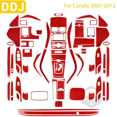 สำหรับ Toyota Corolla 2007 2008 2009 2010 2011 2012 2013อุปกรณ์เสริมสีแดงคาร์บอนไฟเบอร์ภายในประตู Gear Air Outlet Trim สติกเกอร์