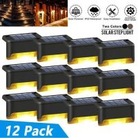 (TEX)Solar Deck Lights 12 Pack Outdoor Step Lights Waterproof Led Solar Lights for Railing Stairs Step Fence Yard Patio and Pathway