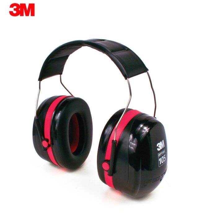 3m-h10a-สีดำ-แดง-ครอบหูลดเสียง-105-peltor-optime-earmuffs-over-the-head-3m-optime-105-h10a-twin-cup-with-headband