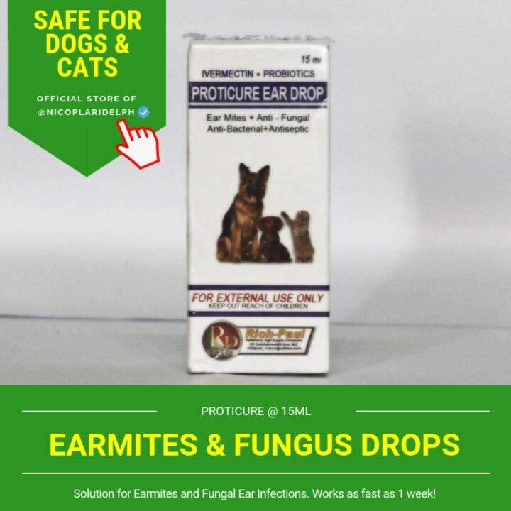 Proticure Anti Ear Mites and Anti Fungal Antibiotic Ear Drops for Dogs