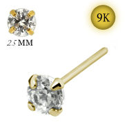 MC สตั๊ดจมูกทรงตรง ทองคำ9K ประดับเพชร CZ 9K Gold CZ Jeweled Straight Nose Stud