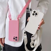 Crossbody Necklace Strap Lanyard Cord Soft Silicon Phone Case For iPhone 13 12 Mini 11 14 Pro Max X XR XS Max 7 8 Plus SE3 Cover