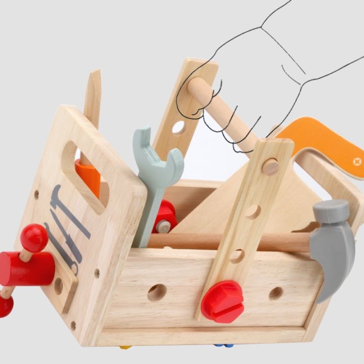 ของเล่นเสริมสร้างกล้ามเนื้อมือ-ตะกร้าไม้เครื่องมือช่าง
