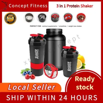 1 Set 590ml Shaker Bottle Large Capacity Leak-proof Drop-resistant Heat  Resistant Protein Mixing Shake Water Bottle Exercise Use