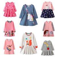 Long Sleeve Printed Girls Unicorn Rainbow Dress Little Kids Dress Baby Dress-hotsale-qqz jumping