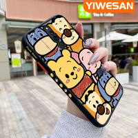 YIWESAN เคสสำหรับ Xiaomi Redmi Note 8 Note8 Pro Note 8T ลายการ์ตูนวินนี่มีน้ำค้างแข็งโปร่งใสช้อนส้อมมีดหมีพูห์ขอบสี่เหลี่ยมด้านข้างแข็งลายกล้องปลอกซิลิโคนเคสนิ่มป้องกันการกระแทก