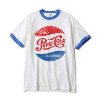 GILDAN T SHIRT PEPSI แขนจั๊ม สีฟ้า คอกลม ลาย แฟชั่น สตรีท แปปซี่ น้ำอัดลม VT004