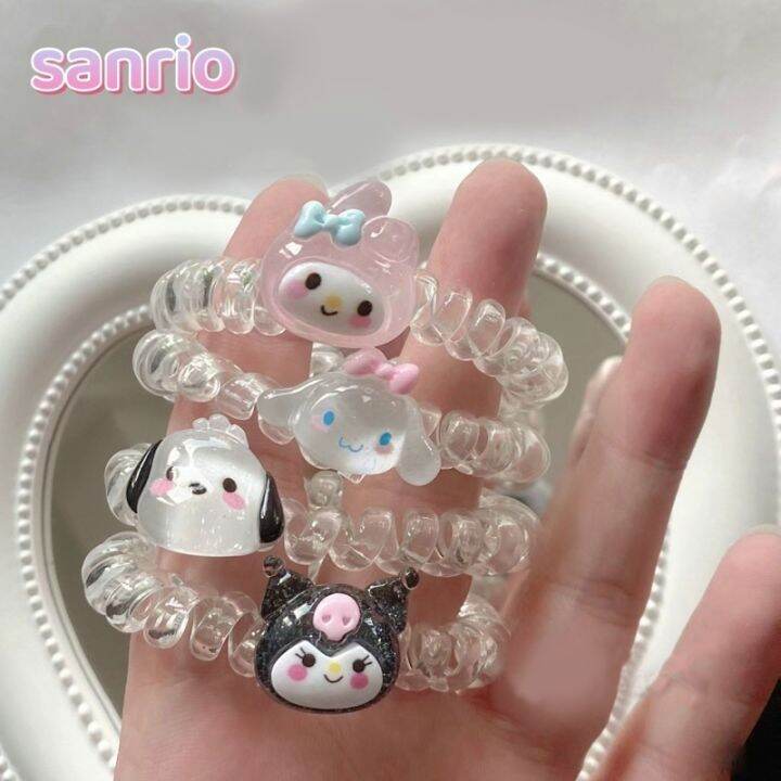 camiraft-sanrio-ยางรัดผมการ์ตูนน่ารัก-cinnamoroll-เพลงของฉัน-kuromi-ยางรัดผม-s-2023แฟชั่น-preepy-มองผมแบบเรียบอุปกรณ์เสริมสำหรับผู้หญิงหญิงสาว4ชิ้น