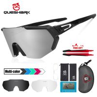 Queshark แว่นตากันแดด เลนส์โพลาไรซ์ UV400 สำหรับขี่จักรยาน ( 3 เลนส์ ) QE42 nrrf