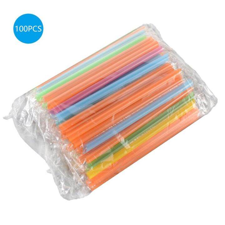 100Pcs 20cm Plastic Straws Milkshake Wide Bubble Tea Drinking Straw