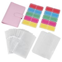 A6 PU Ring Binder,6 Round Rings Notebook Binder 14Pcs Plastic Zippered Envelopes Pockets,with Label Stickers