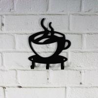 3Hooks Metal Black Coffee Cup Shaped Hook Key Holder Bathroom Wall Mount Rack Decor Hanger Organizer Hook