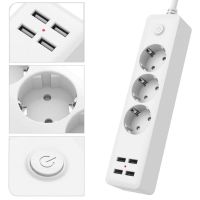 EU Plug Power Strip Network Filter Travel Portable Socket 2A Fast Charging 4 USB Port 1.8M Cable for Smartphones Tablets-SDFU STORE