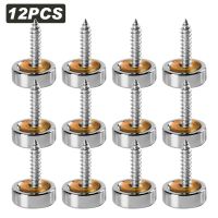 12pcs Fixed Practical Decorative Cap Stainless Steel Home Decor Drilling Universal Mirror Screw Set Glass Furniture Non-Slip Screw Nut Drivers