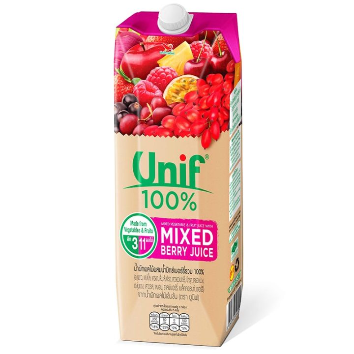 UNIF น้ำผักผลไม้รวม ผสมมิกซ์เบอร์รี่100% ขนาด1000ml ยูนีฟ ยูนิพ น้ำ ...