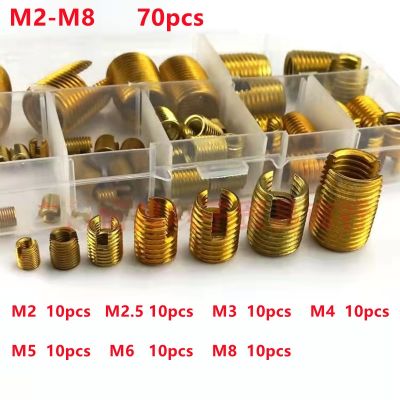70Pcs Self Tapping Thread Stainless Steel Carbon Steel Slotted Inserts Set Metal Helicoil Wire Threaded Repair Insert Kit