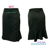 G-skirt (3017) กระโปรงทำงาน "กระโปรงสีดำผ้านาโน ทรงเอ ทวิสชายด้านหน้า แต่งกระดุม ซิปหลัง" กระโปรง กระโปรงทรงเอ กระโปรงระบายชาย กระโปรงทวิส