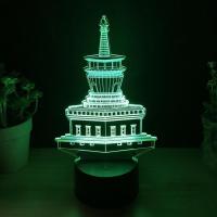 【▼Hot Sales▼】 jiangyi โคมไฟ Led รูปเจดีย์เจ็ดสีสำหรับ3d รูปพระพุทธศาสนาแบบธิเบตมีโคมไฟสร้างบรรยากาศแบบตั้งโต๊ะ3มิติที่สร้างสรรค์ไฟระบบสัมผัส