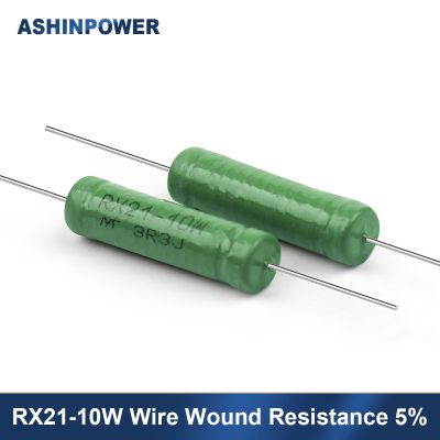 【CW】 10Pcs Wire Wound Resistance RX21 10W 5  1R 10R 12R 15R 20R 22R 51R 56R 100R RX21-10W Crossover Winding Resistor