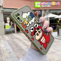 Jlingji เคสสำหรับ Infinix 10 Play Hot เคส X688C 11 Play ลายการ์ตูนดินสอสีชินจันมีน้ำค้างแข็งโปร่งใสเคสขอบสี่เหลี่ยมด้านข้างแข็งลายกล้องปลอกซิลิโคนเคสนิ่มป้องกันการกระแทก