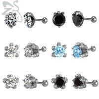 ZS 1ชิ้น16G Ear Studs สำหรับผู้ชายผู้หญิง Cz ต่างหูหมุดคริสตัลต่างหูหูเหล็กสแตนเลส Studs Blue สีดำแฟชั่นกระดูกอ่อน Tragus Conch Helix Piercing Vintage Jewlery